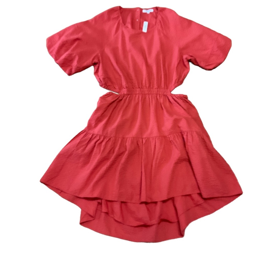 NWT MADEWELL Women’s Seersucker Cutout Button Back Puff Sleeve Mini Dress XXL